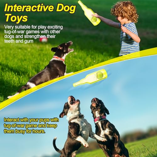 Water Bottle Dog Toy for Aggressive Chewers, Cute Squeaky Indestructible Water Bottle Dogs Chew Toys for Medium/Small Dogs Interactive Dog Toys to Exercise and Accompany (Yellow-Large) - color: Yellow-Large