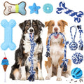 Vinsot 12 Pack Large Dog Chew Toys for Aggressive Chewers, Blue - color: Blue White