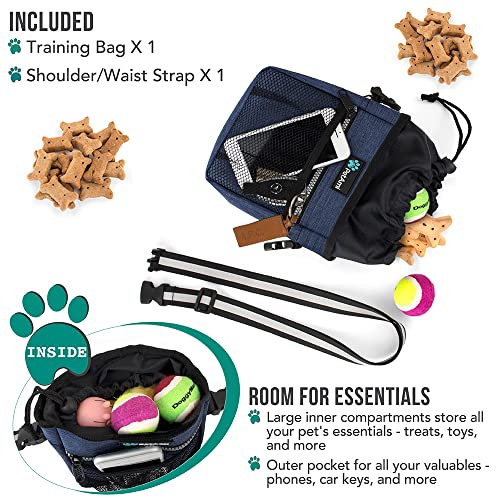 PetAmi Hands Free Dog Treat Pouch for Training and Walking, Navy - color: Heather Navy