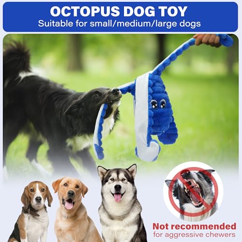 PrimePets Squeaky Dog Toys for Large Dogs, 27" Extra Large Octopus Dog Toy - color: Blue