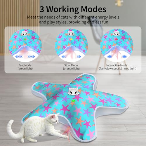 Interactive Cat Toys for Indoor Cats with Moving Concealed Feathers - color: Blue Purple