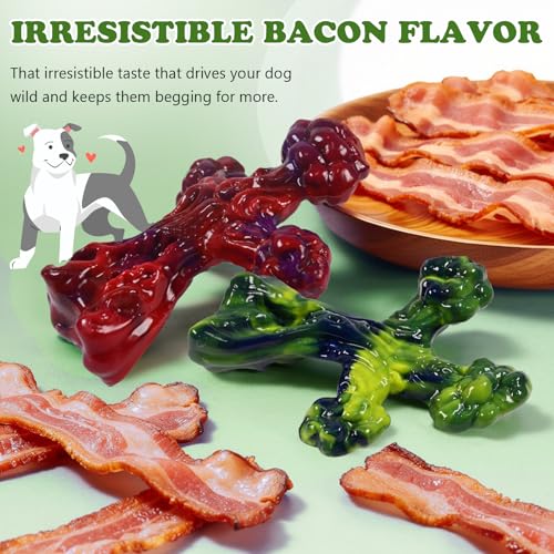 2Pack TreeBone Indestructible Dog Chew Toys for Aggressive Chewers - color: RedGreen