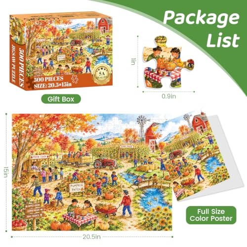 500 Piece Puzzles for Adults, Autumn Pumpkin Patch Jigsaw Puzzle 500 Pieces - color: Pumpkin Patch