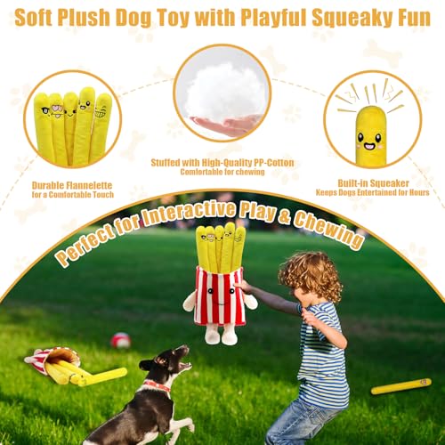 YZHDUXIU Dog Squeak Toys 5 Pack Christmas French Fry Plush Chew Small Dogs - color: Red French Fry