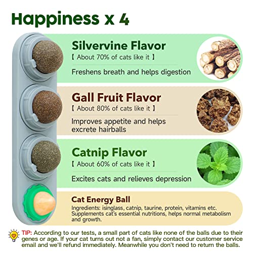 Potaroma 4 Catnip Silvervine Ball Toys, Extra Cat Energy Ball