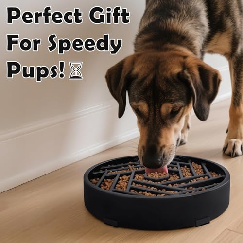 TOBYTO Slow Feeder Dog Bowls Large Medium Breed,Anti-Choking Slow Eating Dog Food Bowl,Non Slip Pet Slower Food Feeding Bowls Large Puzzle Slow Feeder Bloat Stop Maze Dog Dishes,Black - color: Black