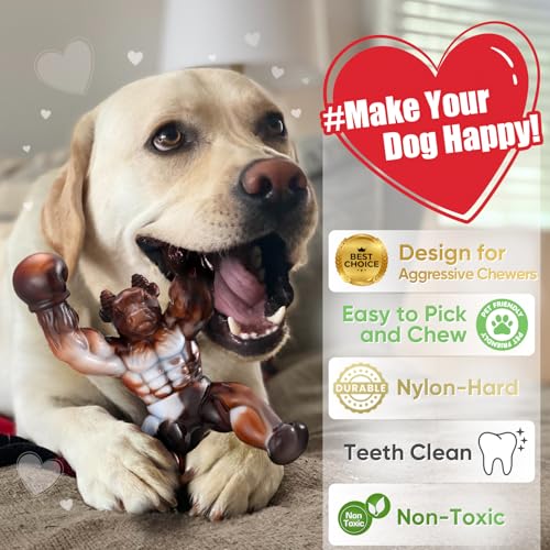 Dog Toys for Aggressive Chewers, Indestructible Dog Toys, Almost Indestructible Dog Bones for Small/Medium/Large Dogs Teeth Cleaning and Training - color: Brown