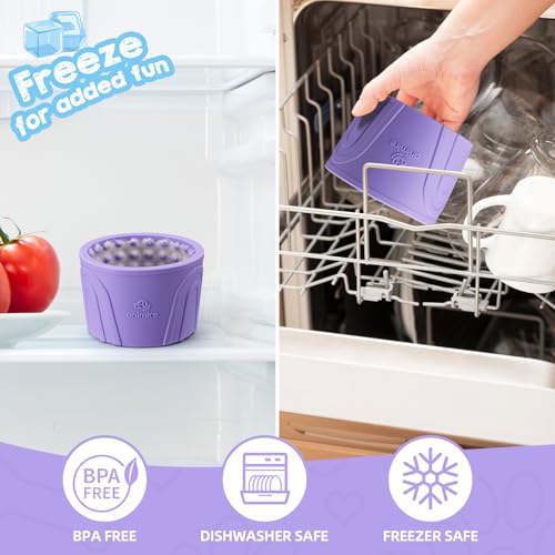 Dog Slow Feeder Lick Bowl, Anxiety Relief Dog Licking Mat Treat Dispenser, Non-Slip Anti-Choking Slow Eating Lick Bowl for Small Medium and Large Breed Dogs, BPA Free Silicone(Purple,S) - color: Purple, size: S