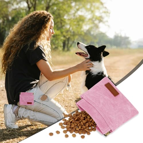 1 Pcs Pocket Pet Training Pouch,Dog Treat Pouch (Pink) - color: Pink