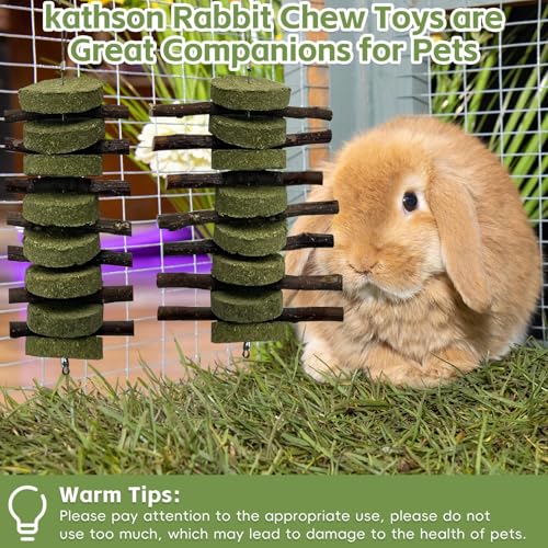 kathson 6 PCS Bunny Chew Toys for Teeth Grinding, Chinchilla Treats Organic Bamboo Sticks Natural Fruitwood Branches for Rabbits Guinea Pigs Hamsters (Fruitwood Sticks+Alfalfa Cakes) - size: 6PCS