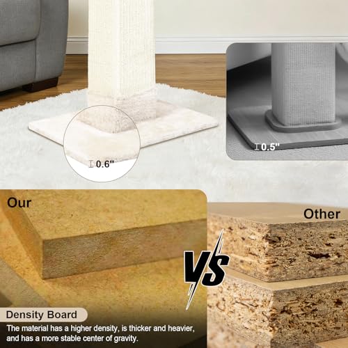 Cat Scratching Post 33 Inch for Indoor Cats, Sisal Cat Scratcher, Beige - color: Beige White