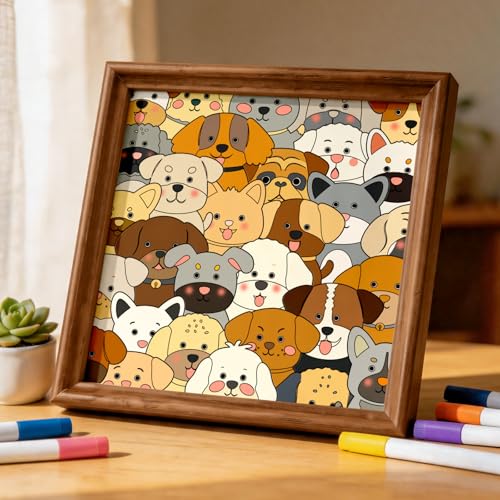 DIY Colorable Wooden Dog Puzzle Frame, Arts and Crafts Kits Toys for Kids - color: Dog