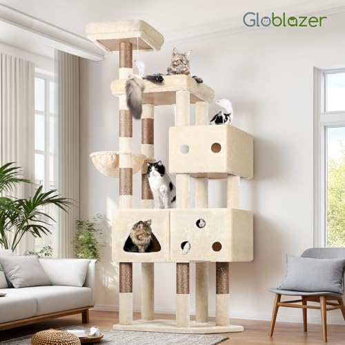 Globlazer Extra Large Cat Tower for Big Cats 20 lbs, 81in, F81, Beige - color: Beige