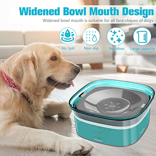 UPSKY 70oz Dog Water Bowl, No Spill Slow Drinking Feeder for Messy Drinker - color: E-Green, size: 2 L