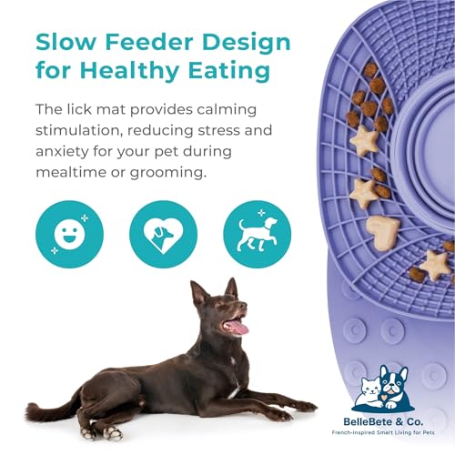 BelleBête & Co. 3-in-1 Pet Slow Feeder Bowl Lick Mat with Collapsible Bowl for Dog & Cat – Food-Grade Material & Non-Slip Base for Kibble, Dry and Wet Food, Digestive Health & Reduce Anxiety | Pink - color: Pink