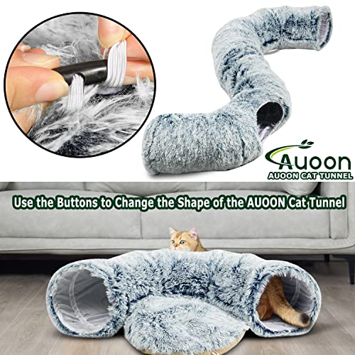 AUOON Plush Cat Tunnel Bed for Indoor Cats, 36" L x 36" W x 11.5" H, Gray - color: Gray