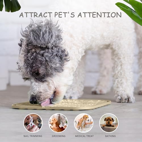 ChefAide 2 Pack Lick Mat for Dogs, Cats & Puppies with Suction Cups - color: Gray & Beige