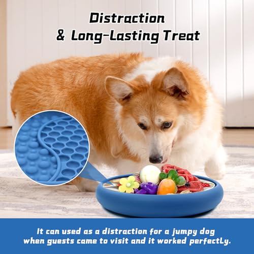 Dog Lick Bowl, Non-Slip Lick Mat Slow Feeder for Dogs & Cats - color: Dark Blue, size: Small