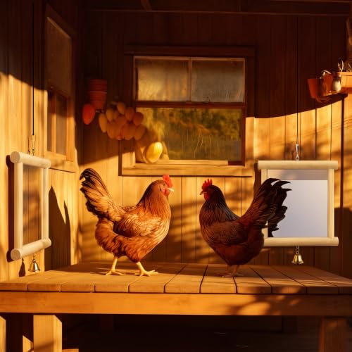Sadnyy Extra Large Chicken Mirror Toy for Coop Square Double Side Mirror - color: Wood, size: Square
