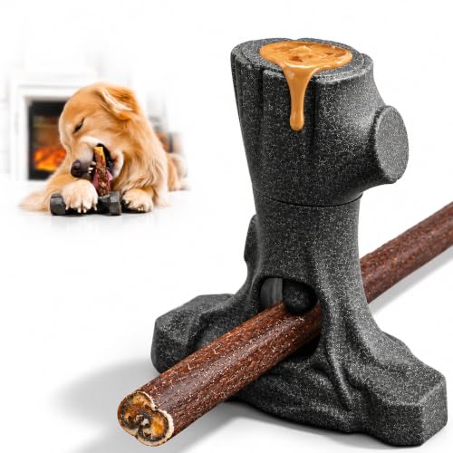 Bully Stick Holder & Frozen Snack Toy 2-in-1 for Large Aggressive Chewers, Durable Dog Chew Toy Reduces Anxiety & Prevents Choking, BPA-Free