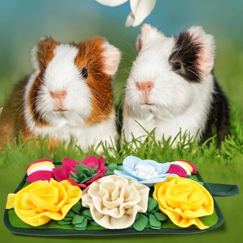 Guinea Pig Snuffle Mat - Interactive Feeding Toy for Small Pets | Slow Forage Mat for Rabbits, Hamsters, Guinea Pigs | Easy to Clean & Store, Safe Pet Enrichment Activity (Multi-Color)