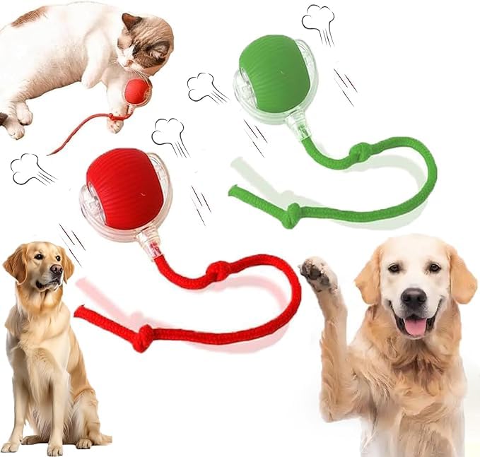 2 Packs New Electric Dog Ball Toy for Cat,360° Smart Automatic Interactive Rolling Dog Smart Pet Toy Ball,Gift for Kids - color: red&green