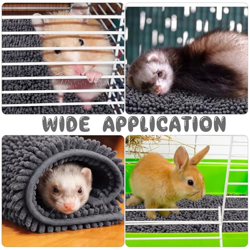 Amylove 4 Pcs Guinea Pig Cage Liner, 12 x 12 Inch, Dark Gray - color: Dark Gray, size: 12 x 12 Inch, style: Shaggy Chenille