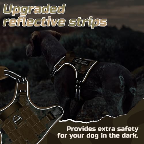 rabbitgoo Tactical Dog Harness for Medium, No Pull Military Service Vest - color: Brown camo, size: Medium