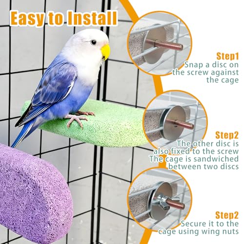 4Pcs Bird Beak Grinding Stone Lava Ledge Parrot Perch Stand Platform,Color - color: 4Pack Colorful | S & L