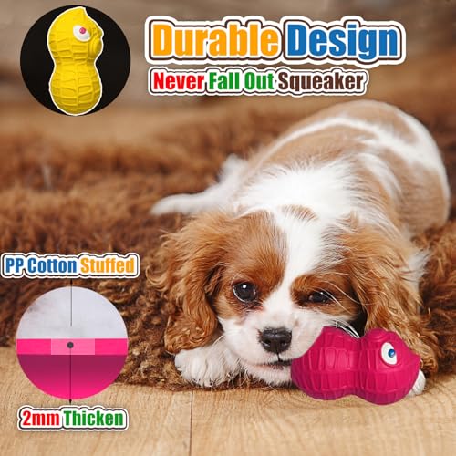 HOLYSTEED Latex Squeaky Dog Toys for Small Dogs, Mini Breeds, 1.6" Peanut - size: Small