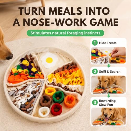 GROZY Snuffle Mat for Dogs & Cats, Interactive Foraging Slow Feeder Mat