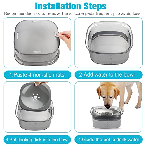 UPSKY 70oz Dog Water Bowl, No Spill Slow Drinking Feeder for Messy Drinker - color: C-Black, size: 2 L