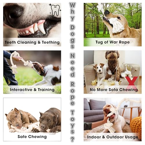 Barida Natural White Cotton Tough Dog Rope Toy for Medium & Large Dogs. Non Toxic and Premium Rope Toys for Dogs. - size: Medium (23.60")