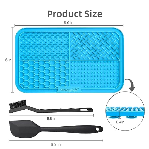 MateeyLife Lick Mat for Dogs & Cats, Slow Feeder Licking Pads for Boredom - color: Blue&Green, size: 9.9'' × 6''