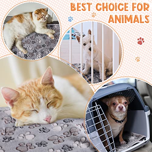 Tatuo 4 Pcs Fleece Dog Blankets for Puppy Cat, Gray, 41 x 30 in, Paw - color: Gray, size: 41 x 30 in