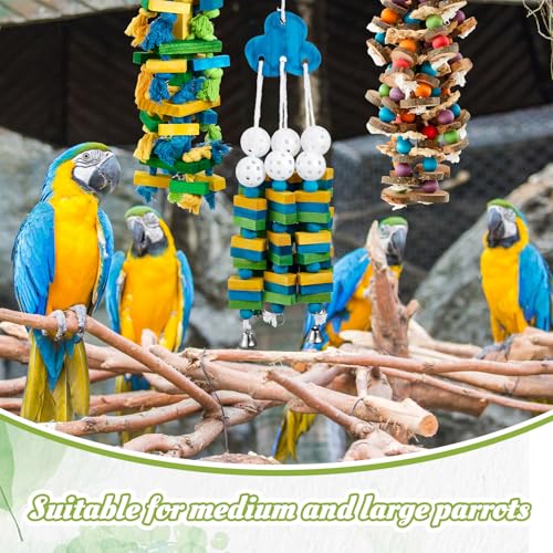 Seenelling 3 Pcs Extra Large Bird Toys for Parrots, Blue Block - style: Blue Block