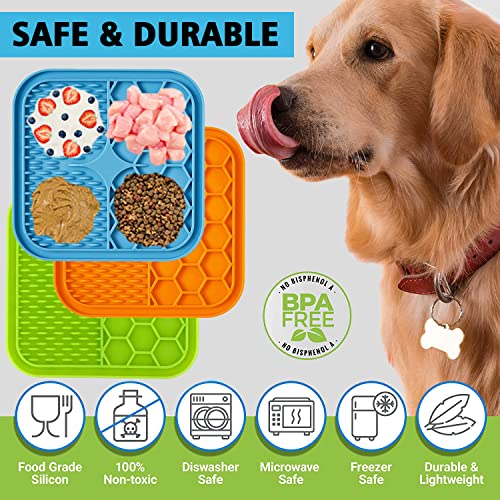 Lick Mat for Dogs, Dog Lick Mat with Suction Cups for Anxiety, Peanut Butter Dog Licking Mat Slow Feeder Dispensing Treater Lick Pad for Dogs Cats Grooming Bathing and Training (Small Blue) - color: Small Blue