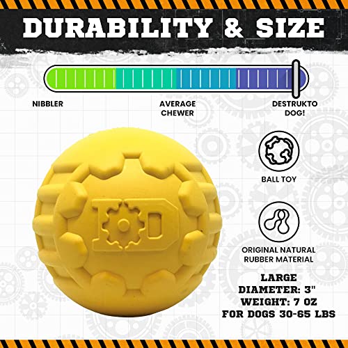 SodaPup Industrial Dog Gear Ball – Durable Ball Toy, Chew Toy, & Treat Dispenser Made in USA from Non-Toxic, Pet-Safe, Food Safe Natural Rubber Material for Bonding, Mental & Physical Exercise, & More - color: Gear Ball Yellow, size: Large
