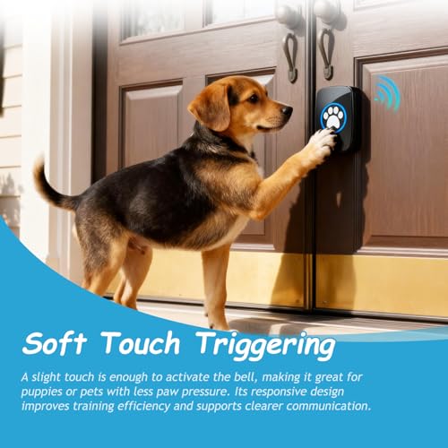 Edge Touch Dog Bell – Blk Wireless Dog Door Bell (1 Bell & 1 Chime) - color: 1 Bell & 1 Receiver