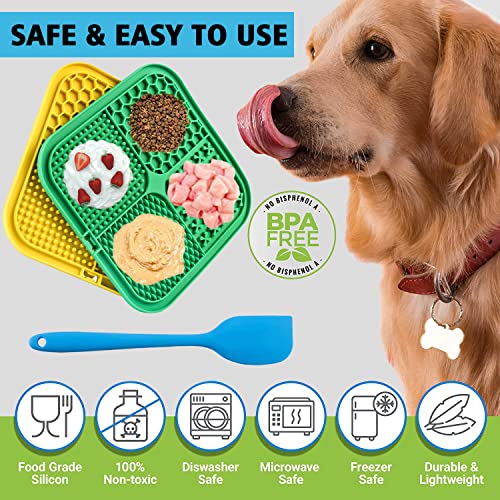 Lick Mat for Dogs, Large Dog Lick Mat with Suction Cups for Anxiety, Peanut Butter Dog Licking Mat Slow Feeder Dispensing Treater Lick Pad for Dogs Cats Grooming Bathing and Training(Yellow) - color: Yellow