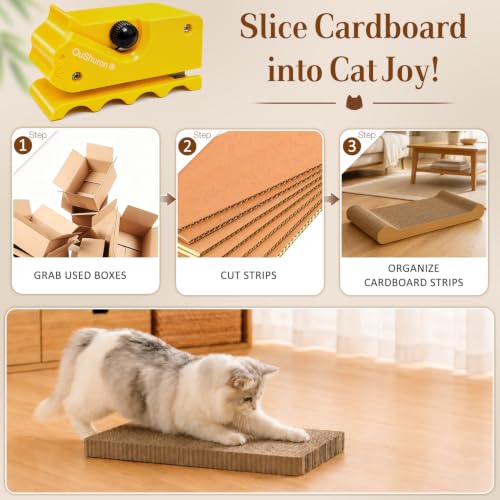 2PCS Cardboard Cutter for Cat Scratchers, DIY Cardboard Strip Cutter with 10 Spare Precision Blades for Custom Cat Beds, Furniture & Scratch Pads (Red & Yellow)