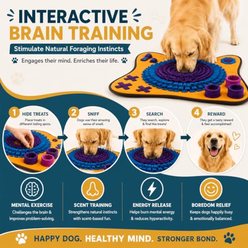 PET ARENA Adjustable Dog Snuffle Mat, Interactive Feeding Enrichment Toy - color: Large Colorful - Snuffle mat