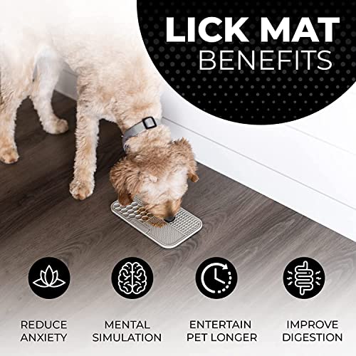 Pup Culture Dog Lick Mat for Dogs (2 Pack), Feeding Pad for Anxious Pets Plus 4 Different Puzzles for Mental Stimulation for Dogs - Supports Mental, Dental, and Digestive Health - Heavy Duty - color: Grey, size: 2 Pack