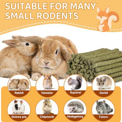 52Pcs Rabbit Chew Sticks, Guinea Pig Toys, Natural Timothy Hay Teeth Stick - size: 52P-Green-Set