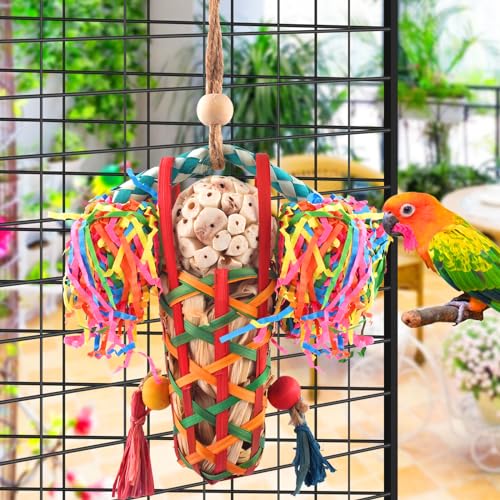 KATUMO Bird Toys Parakeet Toy Cockatiel Shredding Chew Conure Foraging Sola Enrichment for Conure Cockatiel Parakeet Lovebird Small to Medium Birds (2 Pcs) - size: 2 Pcs