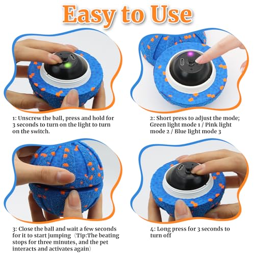 Interactive Dog Toys, Automatic Moving Dog Balls Self Rolling Vibrating Bouncing Ball for Dogs Medium & Large E-TPU Smart Dog Toys Stimulating for Boredom-Blue