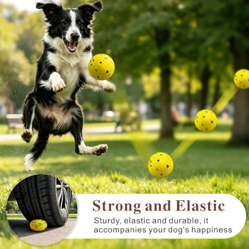 Idepet Dog Toy Ball Tennis Balls for Aggressive Chewers,Nontoxic Bite Resistant Toys ETPU High-Bounce Floating Fetch Toys for Teething for Small Medium Dogs (Green&Yellow, 4 Balls-2.75in) - color: Green&Yellow, size: 4 Balls-2.75in