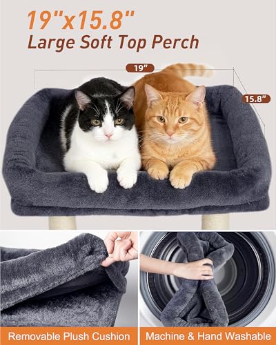 19" Small Cat Tree with Scratching Post for Indoor Cats with Perch - color: Dark Gray