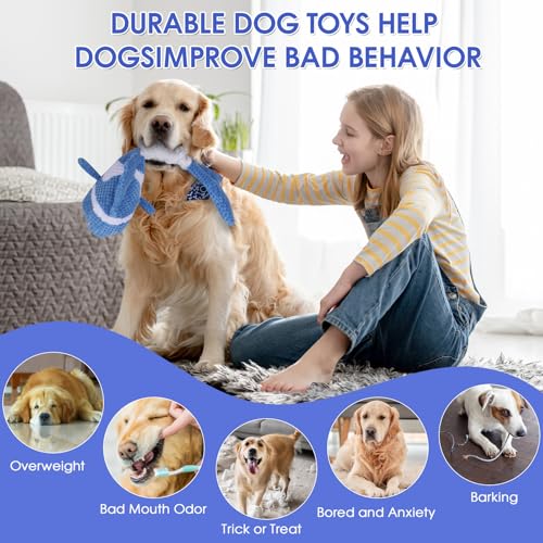 Squeaky Clownfish Dog Toy, Stretchable Plush Tug Toy, Blue - color: Blue