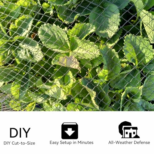 Bird Netting 20x20 FT 1/2 Inch Mesh Heavy Duty Woven Mesh Netting - size: 20x20Ft-0.5"